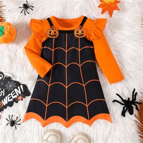 Autumn-Halloween-Baby-girl-clothes-Solid-color-Tee-Pumpkin-Embroidery ...