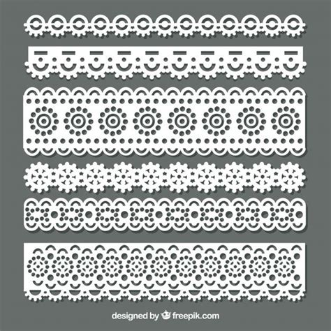 Pack Of Floral Lace Borders In Flat Design