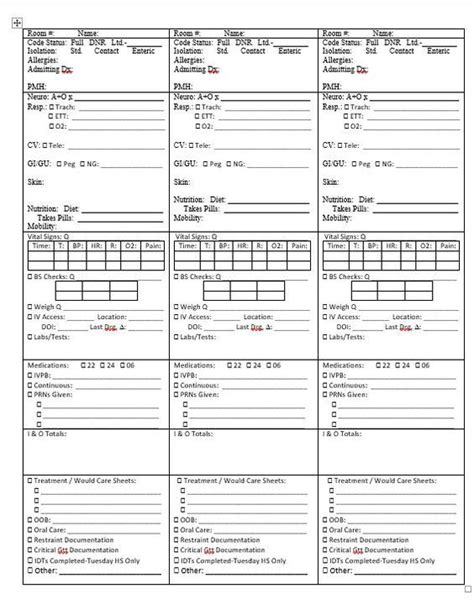 Free Printable Pedratic Nursing Flow Sheet Or Nurses Notes Jean A