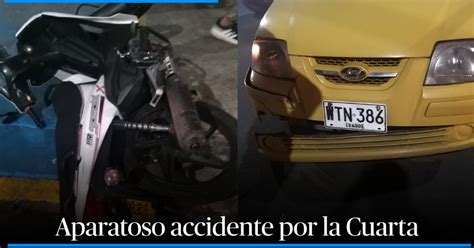 Duro Choque Entre Moto Y Taxi Deja Dos Lesionados Delicados En Ibagu