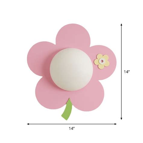 Flower Wall Light Sconce Cartoon Wood 1 Light Pink Finish LED Wall