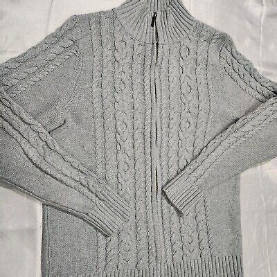 Ll Bean Double L Cable Knit Sweater Women M Full Zip Cardigan Tennis