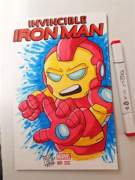 Iron Man Blank Cover Chibi Marker Art Marvel Art Drawings Easy