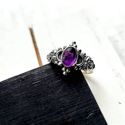 No Brand Jewelry Amethyst Cab 925 Sterling Silver Ring Color