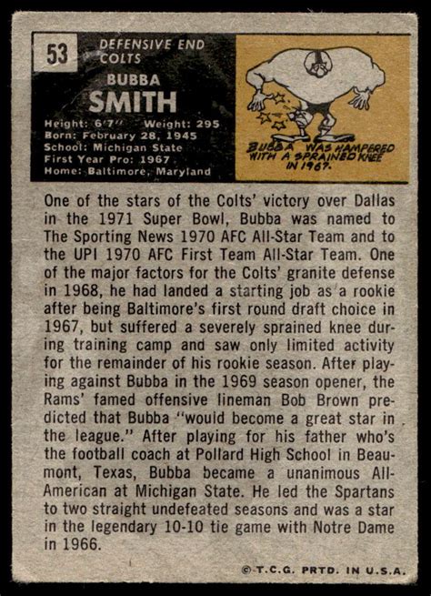 Bubba Smith Topps Baltimore Colts Football Card Ebay