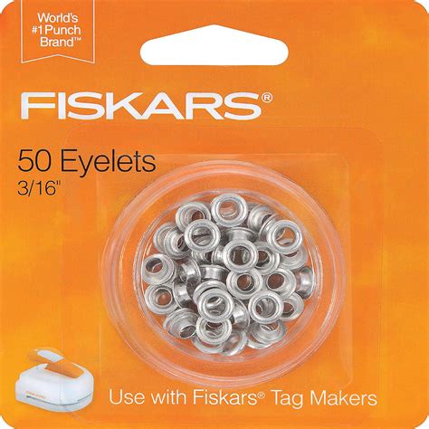 Fiskars Tag Maker Eyelets 50/Pkg-Silver 3/16" | Oriental Trading