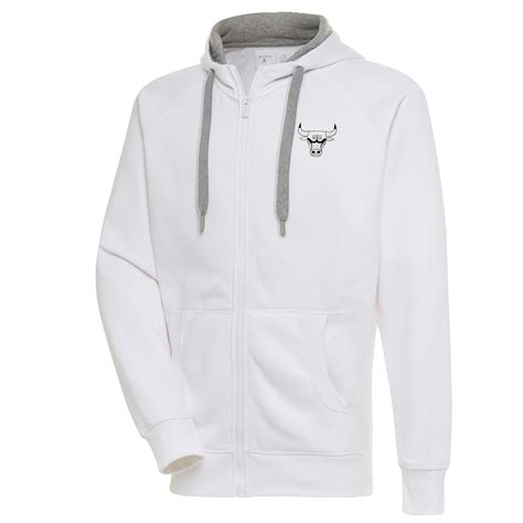 mens chicago bulls antigua white metallic logo victory raglan full zip