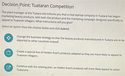 Decision Point Tuataran Competition The Plant Manager At The Tuatara