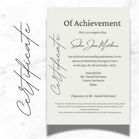 Custom Certificate Of Achievement Personalized Award Certificate