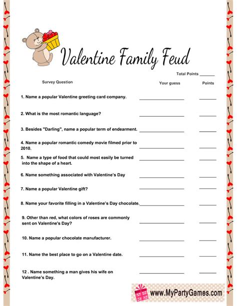 Free Printable Valentines Day Feud Game Valentines Printables Free