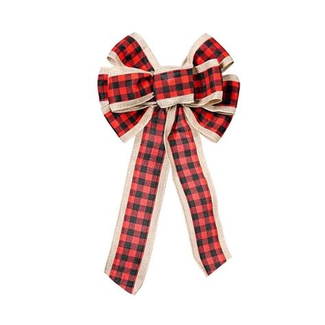 Plaid Bow Christmas Wreath Holiday Diy Door Bowknot Ornaments