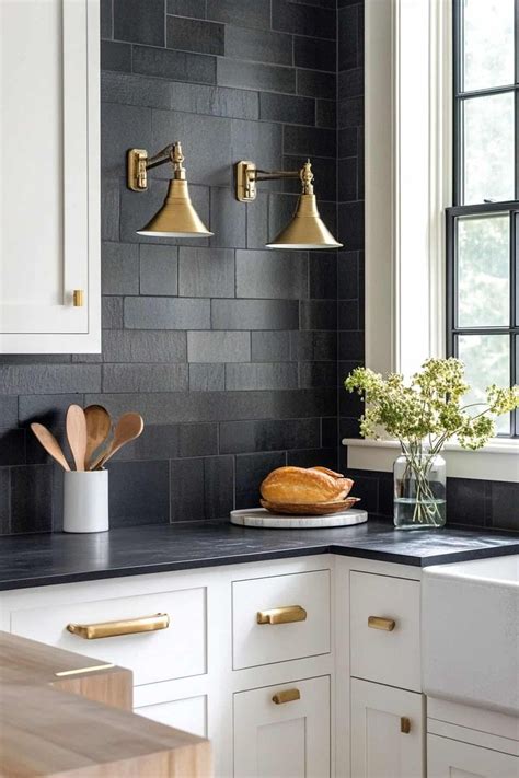 Matte Black Tile Farmhouse Kitchen Backsplash Ideas For A Modern