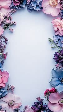 Floral Plant Flowers Spring Pink Blue Background Wallpaper Image For