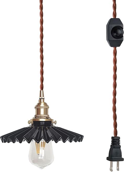 SKIVTGLAMP Swag Pendant Light With 15ft Plug In UL Dimmable Cord Retro