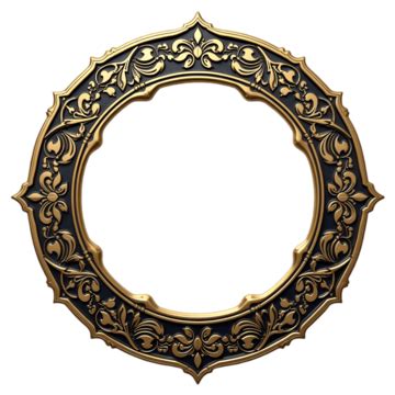 Ornate Gold Round Frame Text In The Style Of Wood Gold Round Frame