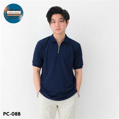 Jual Kaos Polo Zipper Navy Polo Shirt Pria Lengan Pendek Kaos Polo