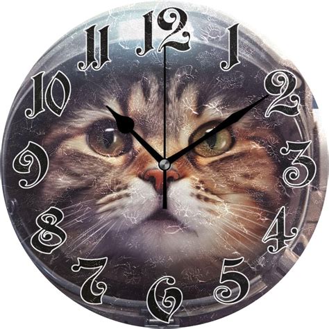 Shukong Wall Clock Silent Non Ticking Battery Operated Inch Cat