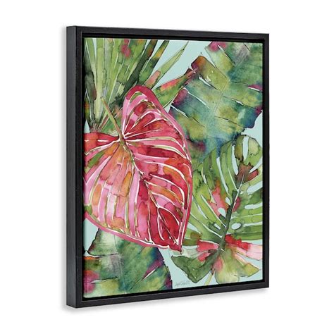 Stupell Industries Pink Green Palm Springs Black Floating Frame Canvas ...