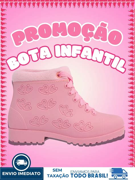 Botinha Infantil Feminina Moda Girl Galocha Super Leve e Confortável