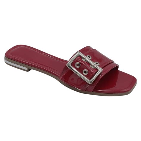 Sandalias De Piso Exterior Charol Color Rojo Para Mujer De Rbbasics