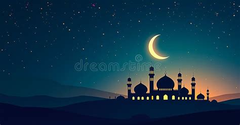 Beautiful Mosque Lit Up Night Starry Sky Stock Photos Free Royalty