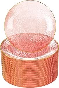 Amazon Rubtlamp 100 Pcs Pink And Gold Plastic Plates 10 Inch