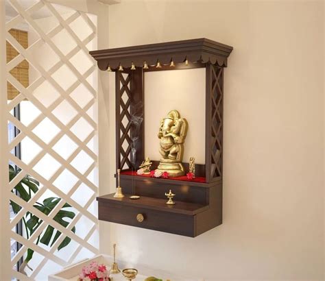 Buy Sheesham Wood Wall Mounted Home Temple With Storage At Off