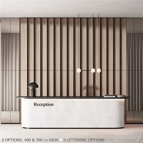 Modern Office Reception Desk With Vertical Slats Wall