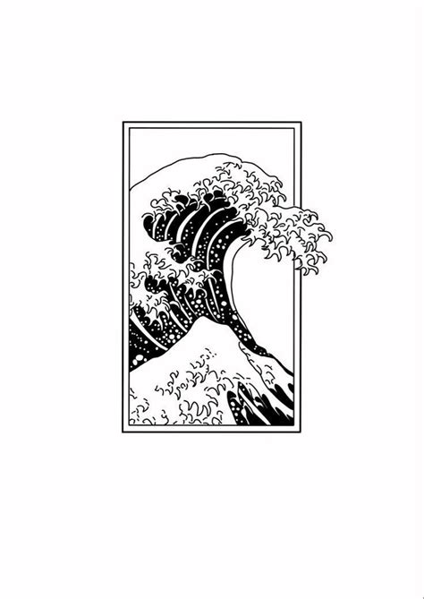 The Great Wave Off Kanagawa Wave Tattoo Design Line Art Tattoos