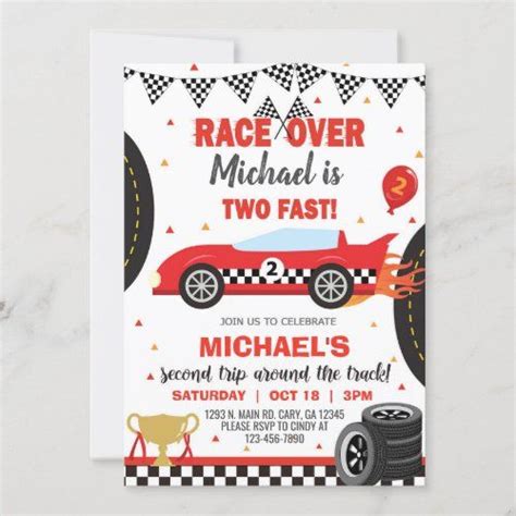 Race Car Birthday Invitation