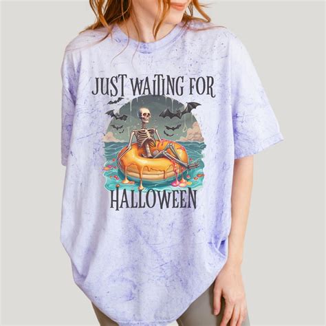 Waiting For Halloween Color Blast Skeleton Shirt Funny Fall Graphic