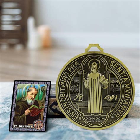 Inch St Benedict Medals With Saint Prayer Cards Home Golden Ebay