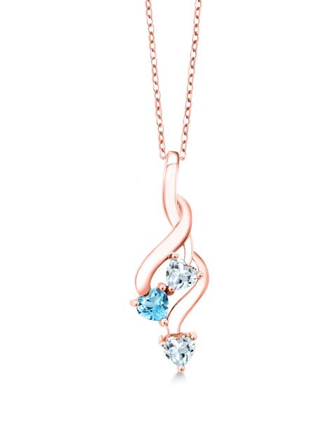 Gem Stone King 18K Rose Gold Plated Silver Sky Blue Aquamarine And