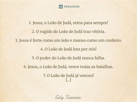 Jesus O Le O De Jud Reina Cely Teixeira Pensador