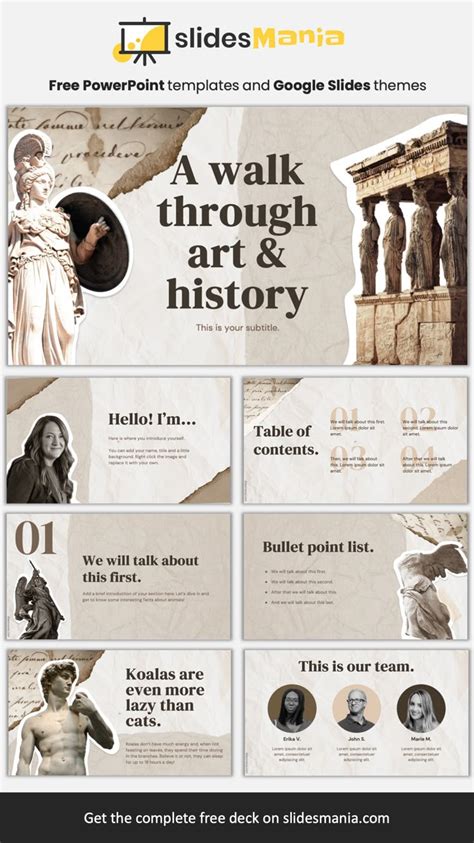 A Walk Through Art History Free Scrapbook Presentation Template For