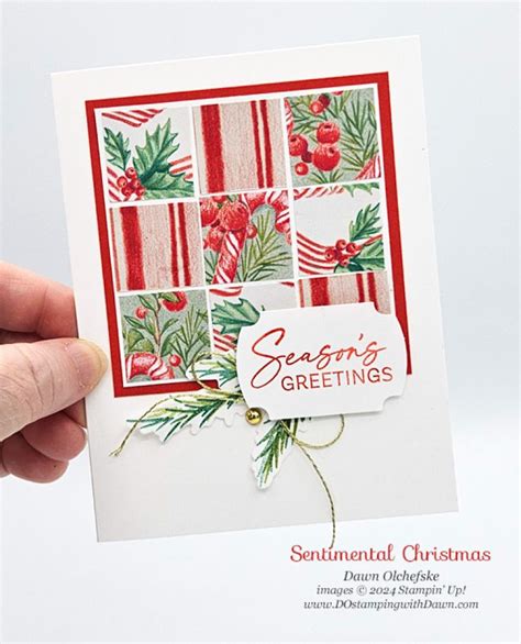 Sentimental Christmas Designer Series Paper 9 Square Card Christmas