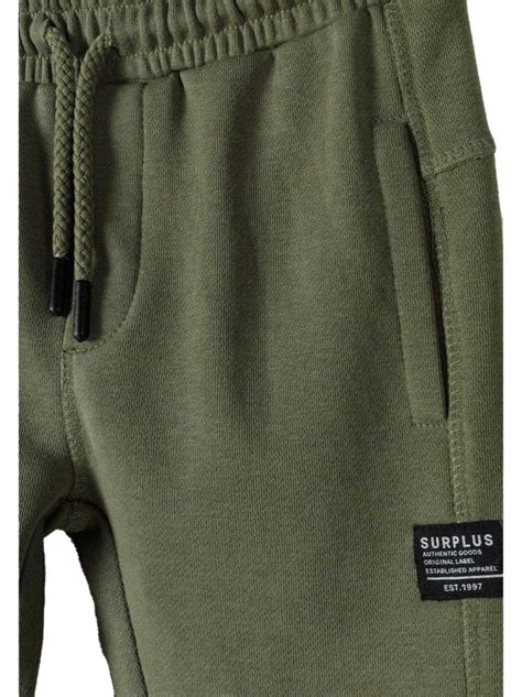 minoti pantalon de jogging motifstyle ecusson vert kaki garcon