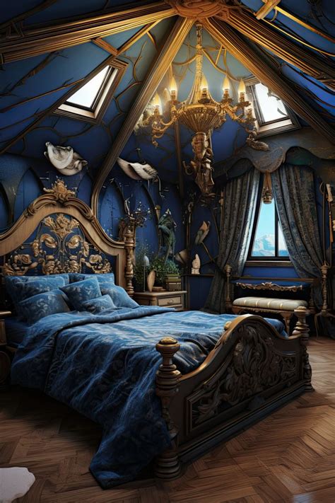 Bedroom Ideas Fantasy Bedroom Bedroom Aesthetic Dark Dark Blue Bedrooms