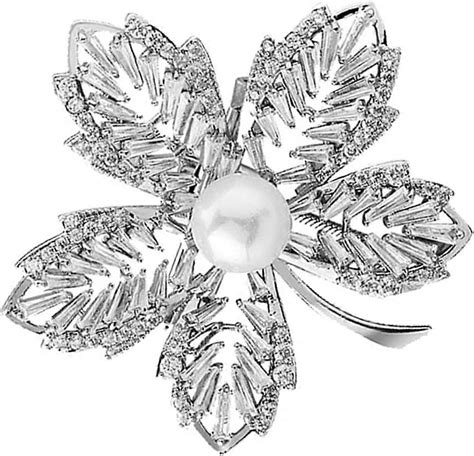 Maple Leaf Brooch With Crystals And Pearls Vintage Style Pin For ...