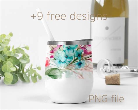 Wine Tumbler Wrap Png With Flowers Bride Wine Tumbler Sublimation