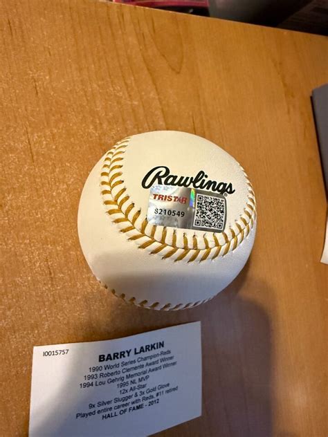 Barry Larkin Autographed Official Gold Glove Baseball Tristar