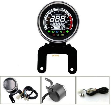 Motorcycle 12V LCD Digital Odometer Speedometer Tachometer Fuel Gauge