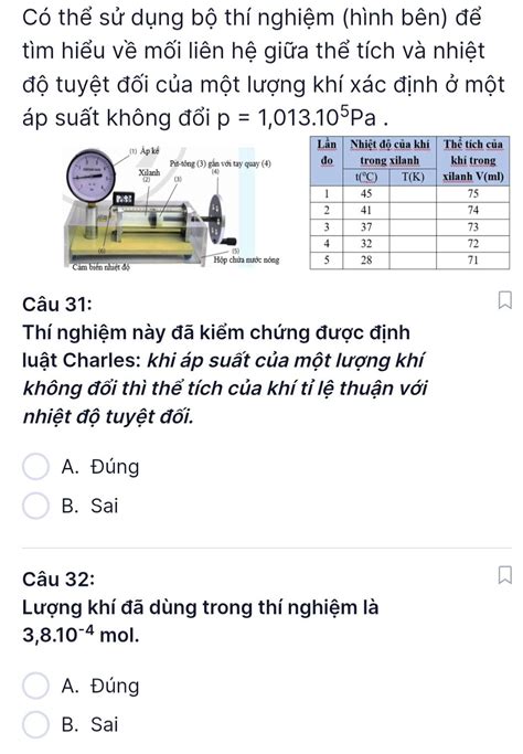 Giải quyết Có thể sử dụng bộ thí nghiệm hình bên để tìm hiểu về mối