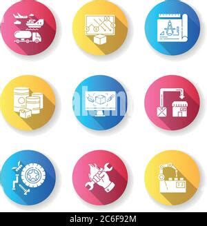 Business Proces Icon Flat Icon With Long Shadow Vector Illustra Stock