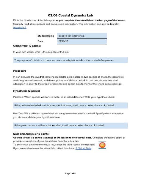 Copy Of Lab Report Template Rev Coastal Dynamics Lab