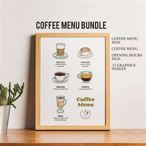 Coffee Menu Sign Template Bundle Cafe Coffee Menu Simple Coffee Menu