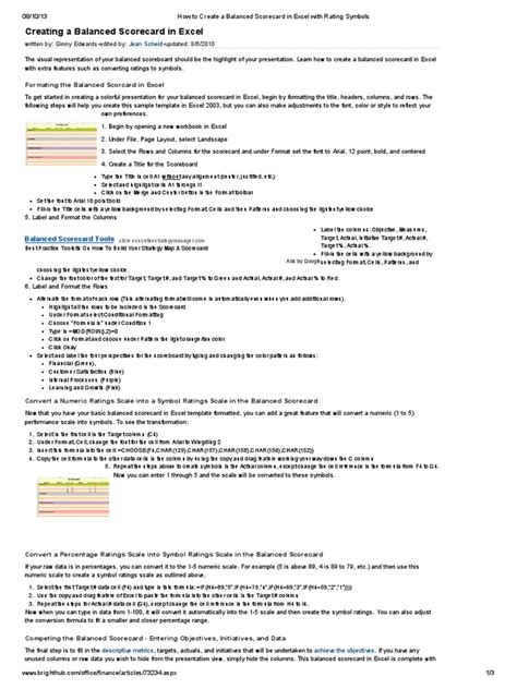 How To Create A Scorecard In Excel Excel Web