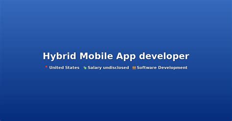 Hybrid Mobile App Developer At Tephra