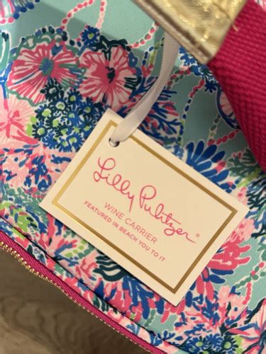 Lilly Pulitzer Insulated Wine Carrier Cooler Bag Canvas Neon Beach You