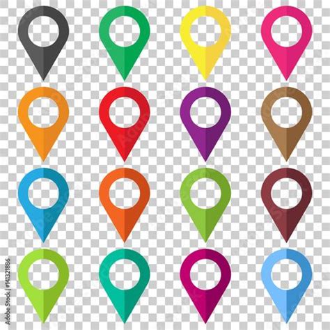 Set vector pin icons. Location sign in flat style isolated on isolated ...